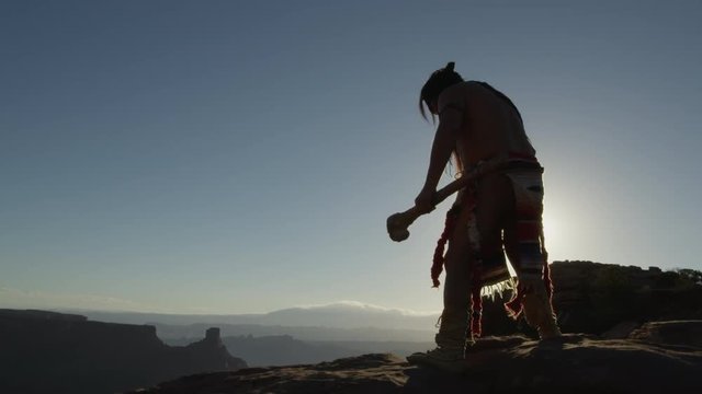 Native American Overlooking Valley