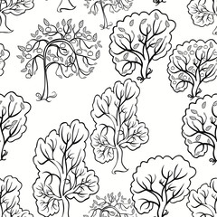 Coloring an apple tree seamless pattern.  illustration