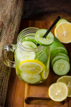 Detox water with lemon, cucumber