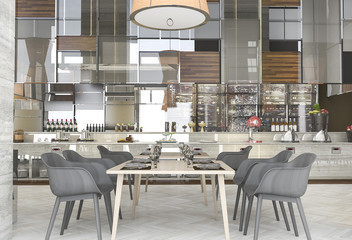 3d rendering beautiful modern restaurant with great design