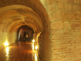 Corridor in tunnels inside the temple