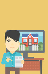 Real estate agent offering house.