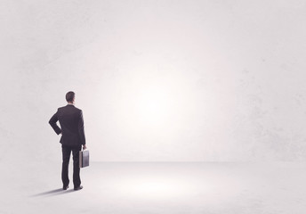 Finance worker standing in pure nothing