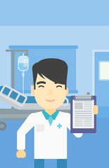 Doctor with clipboard vector illustration.
