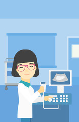 Female ultrasound doctor vector illustration.