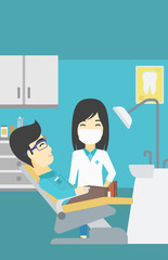 Patient and doctor at dentist office.