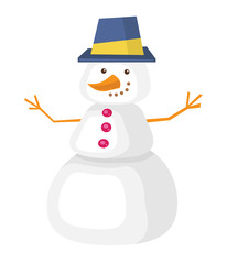 Funny snowman in hat vector illustration