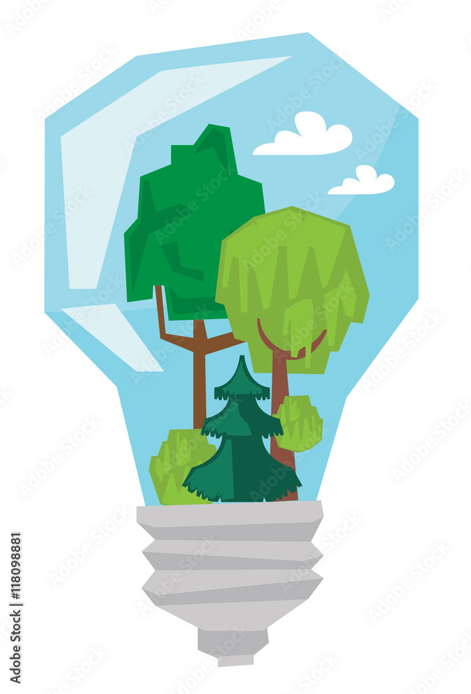 Poster light bulb with trees inside vector illustration