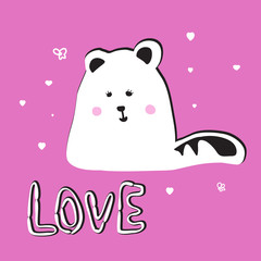 Cute cat on striped background