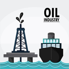 ship sea tower oil industry production petroleum icon, Vector illustration