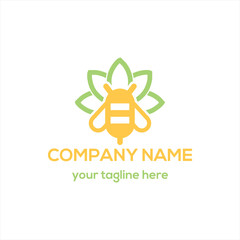 Bee and flower logo vector - 118100238