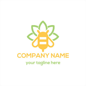 Bee and flower logo vector