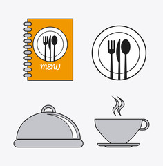 book cutlery plate mug catering service menu food icon