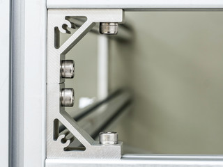 aluminium metal frame work on workshop construction