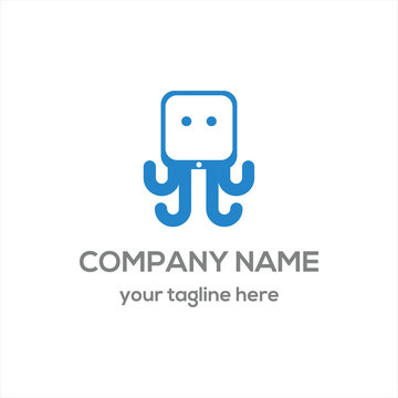 octopus smart phone logo vector