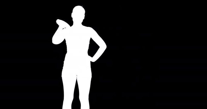 Digital video of sportswoman is preparing to discus throw against a black background