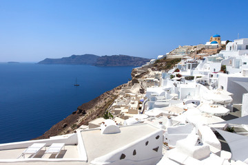 White houses and blue domes of Oia, Santorini.