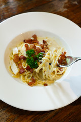 carbonara with bacon