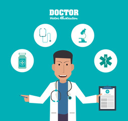 Fototapeta na wymiar doctor man male avatar medical health care icon. Colorfull and flat illustration