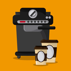 Coffee mug cup machine shop beverage icon. drink and break time design. Colorfull and flat illustration vector