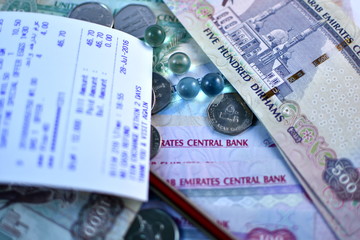 Fototapeta premium Close up Dirhams currency, United Arab Emirates
