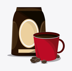 Coffee mug cup bag shop beverage icon. drink and break time design. Colorfull and flat illustration vector