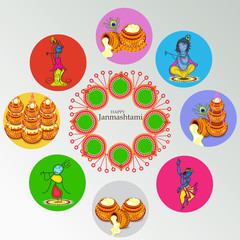 Fototapeta premium Happy Janmashtami background.