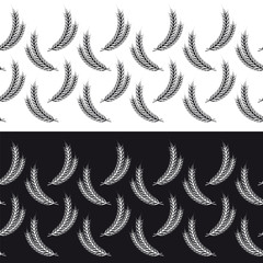 Harvest seamless borders with hand drawn wheat. Black and white vector set