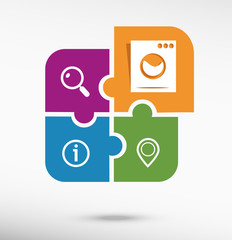 Washing machine on colorful jigsaw puzzle