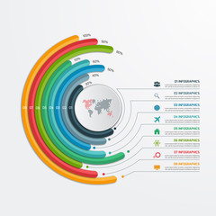 Circle infographic template with 8 options. Business concept. 
