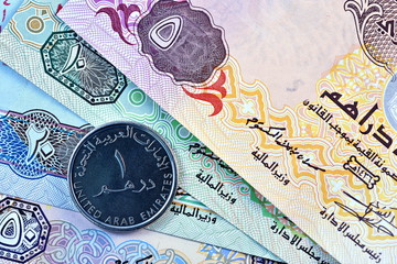 Close up Dirhams currency, United Arab Emirates