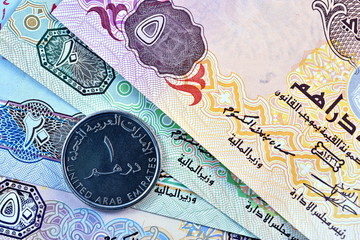Naklejka premium Close up Dirhams currency, United Arab Emirates