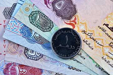 Naklejka premium Close up Dirhams currency, United Arab Emirates