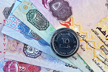 Close up Dirhams currency, United Arab Emirates