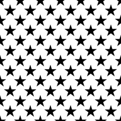 Stars seamless pattern. Black and white retro background elements. Abstract geometric shape texture. Fashion graphic style. Design template for wallpaper, wrapping, fabric, textile Vector Illustration