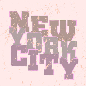 T shirt typography graphics New York. Cute athletic style for girl NYC. Fashion american stylish print for sports wear. Woman template apparel, card, poster. Symbol of big city. Vector illustration © alona_s