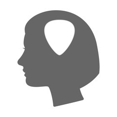 Isolated female head silhouette icon with a plectrum