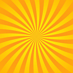 Yellow-orange rays poster. Popular ray star burst background television vintage. Dark-light bright abstract texture with sunburst, flare, beam. Retro art design Glow bright pattern Vector Illustration