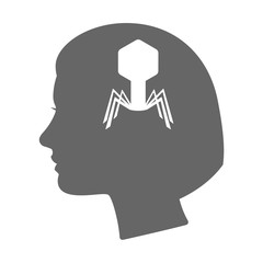 Isolated female head silhouette icon with a virus