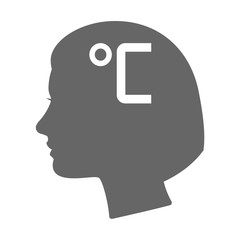 Isolated female head silhouette icon with  a celsius degree sign