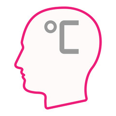 Isolated male head silhouette icon with  a celsius degree sign
