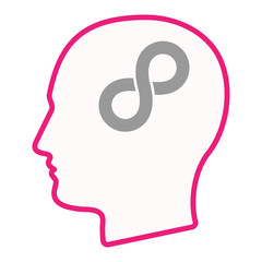 Isolated male head silhouette icon with an infinite sign