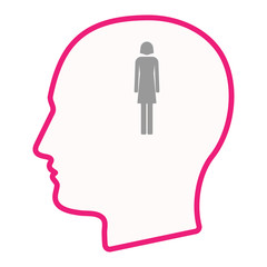 Isolated male head silhouette icon with a female pictogram