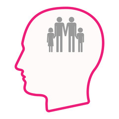 Isolated male head silhouette icon with a gay parents  family pi