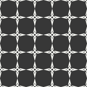 Geometric line monochrome lattice seamless arabic pattern. Islamic oriental style. Wrapping paper. Scrapbook paper. Tiling. White vector illustration. Moroccan background. Swatches. Graphic texture.