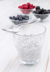 glass with mousse yogurt with chia