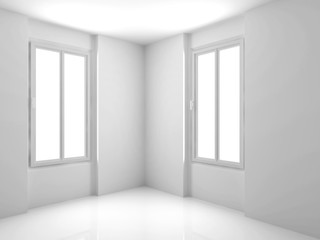 White Empty Interior. Modern Architecture Background