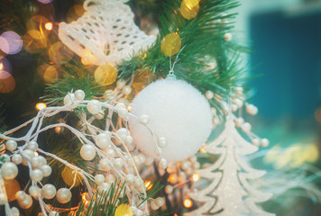 Obraz na płótnie Canvas christmas fir tree with decorations