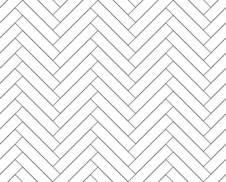 Black and white simple wooden floor herringbone parquet seamless pattern, vector