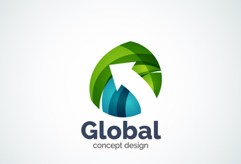 Globe with arrow logo template